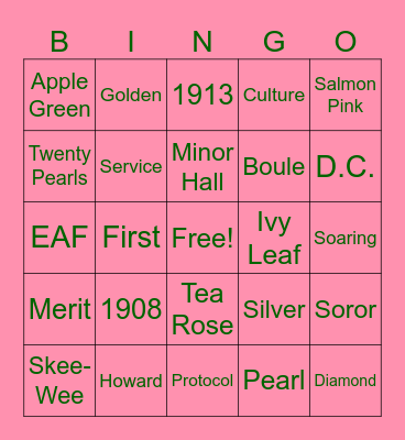 Founders' Day Bingo Card