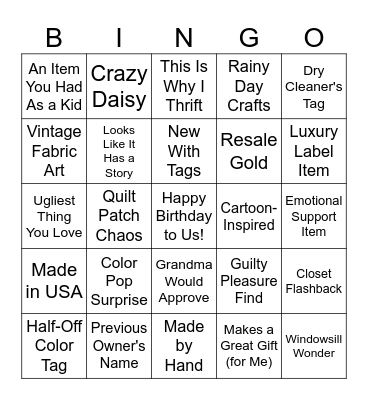 Birthday Thrift Blitz: 2026 Mood Edition Bingo Card
