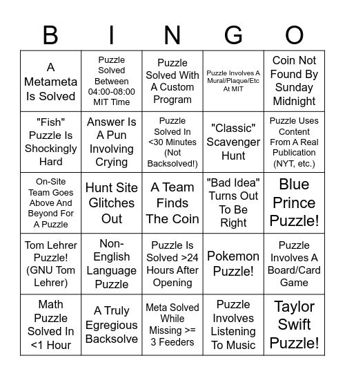 Donner Party 2026 Hunt Bingo! Bingo Card