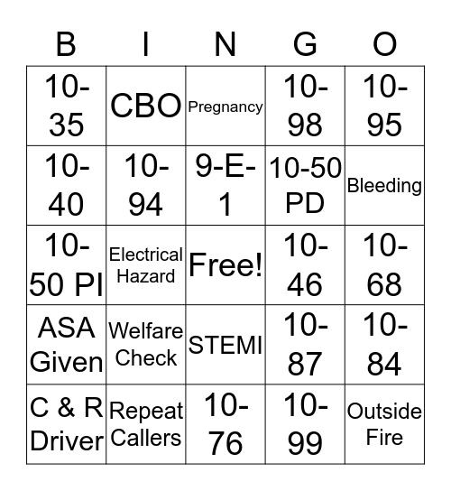 D Shift Bingo Card