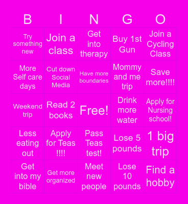 2026 Resolutions 👏💕 Bingo Card