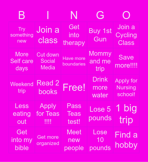 2026 Resolutions 👏💕 Bingo Card