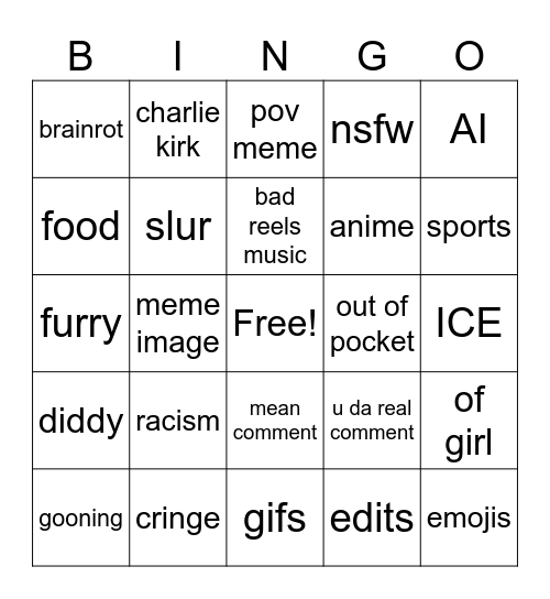 bingo board Bingo Card
