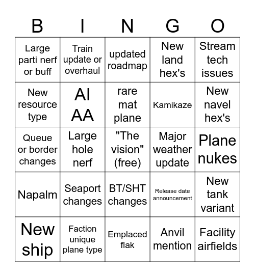 Airborne bingo! Bingo Card