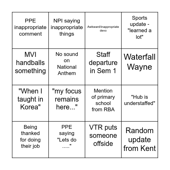 EC Bingo Card