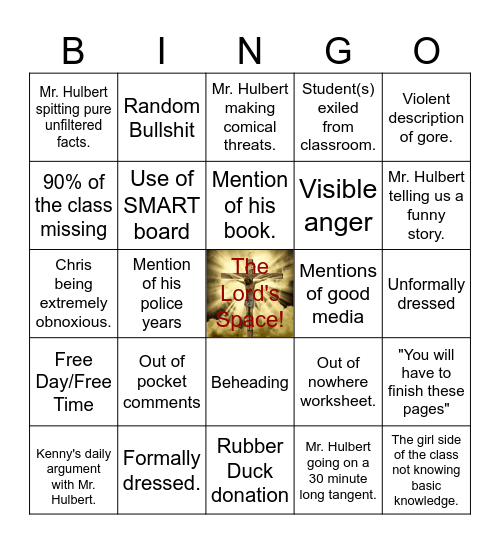 Mr. Hulbert's 8th Grade classes BINGO Card