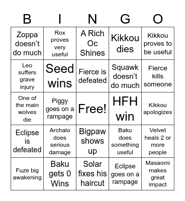 Sonic S3 Bingo Card