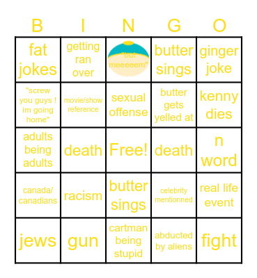SOUTH PARK Bingo Card