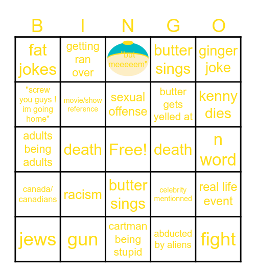 SOUTH PARK Bingo Card