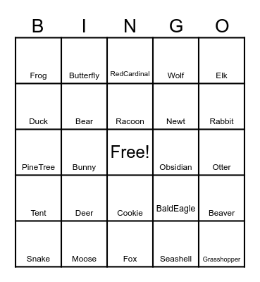 Girl Scout Oregon Outdoor Bingo Card