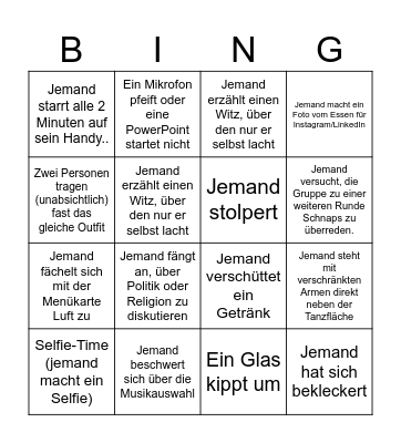 Neujahrsfeier Bingo Card