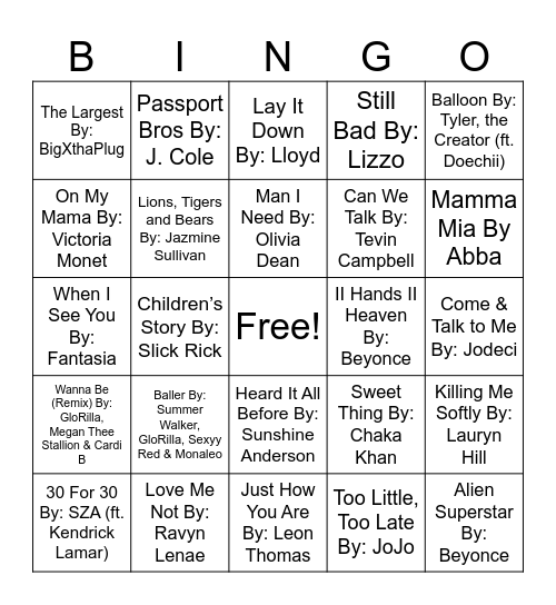 28 & On the Mic ~ Music Bingo Card