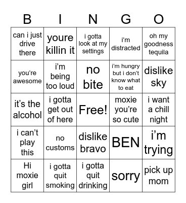 JTBS Bingo Card
