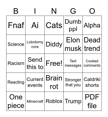 Epstein blud Bingo Card