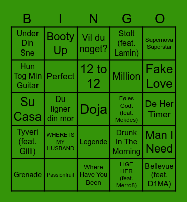 Musik For DK Bingo Card