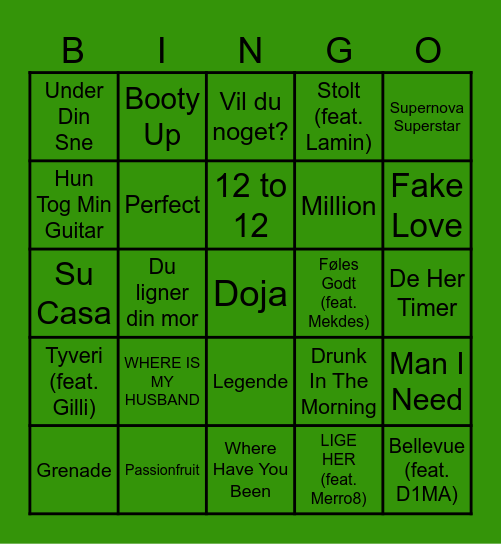 Musik For DK Bingo Card