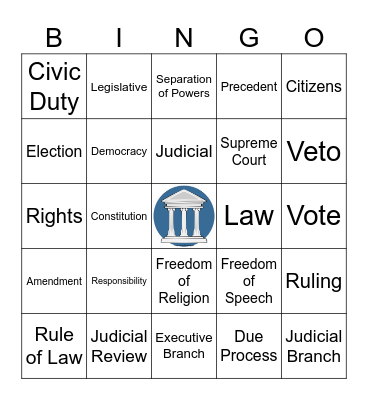 CIVICS VOCAB BINGO Card