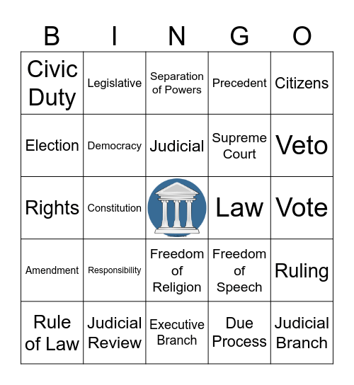 CIVICS VOCAB BINGO Card