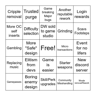 Decaying Winter bingo Card