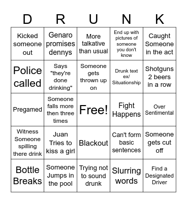 Night Of The Hangiver Bingo Card