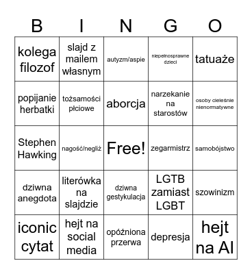 doc. dr hab. Tomasz Sahaj bingo Card