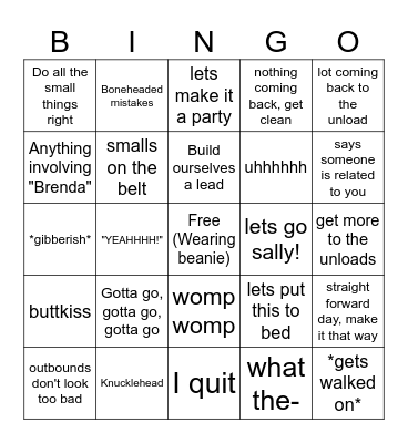 Things Joey Says Bingo Card
