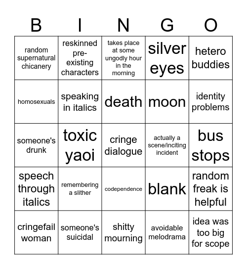 crwr assignments core Bingo Card