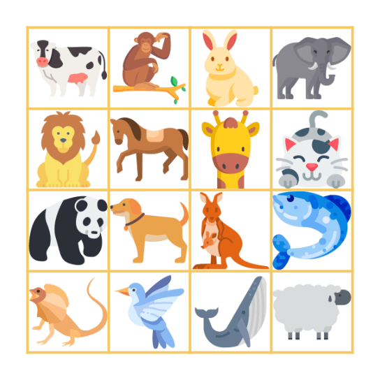 Die Tiere Bingo Card
