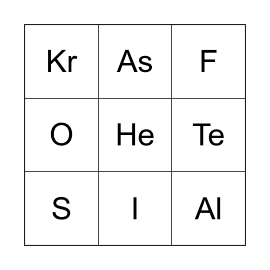 Tabla Periódica Bingo Card