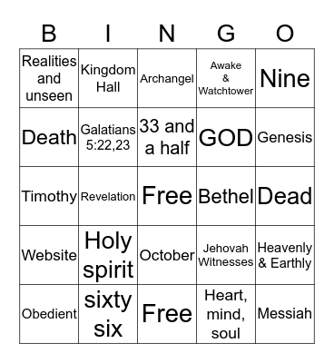 Family Worship Bingo Card