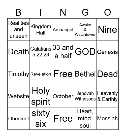 Family Worship Bingo Card