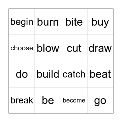 Irregular verbs Bingo Card