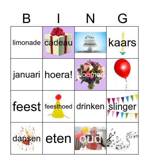 Verjaardagsbingo Card