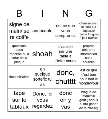 Chabirer Bingo Card