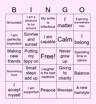 SELF LOVE - Valentine's at Dashwood Manor Bingo Card