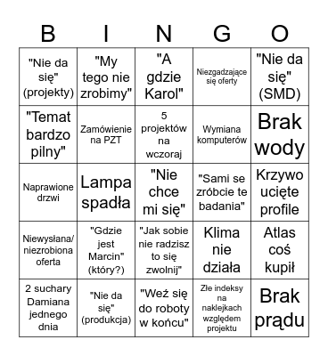 EuroLed Bingo Roczne Bingo Card