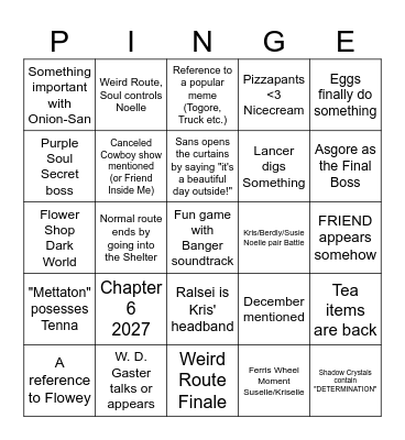 Deltarune Chapter 5 Tomorrow! Bingo Card
