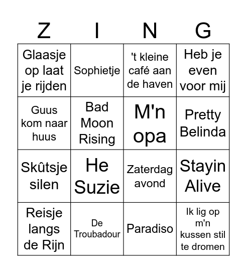 Oosterwolde ronde 2 januari 2026 Bingo Card