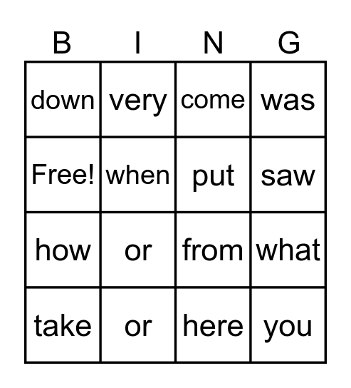Red Word BINGO Card