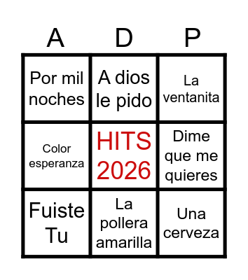 HITS 2026 Bingo Card