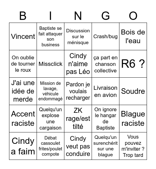 Bingo vocal gta Bingo Card