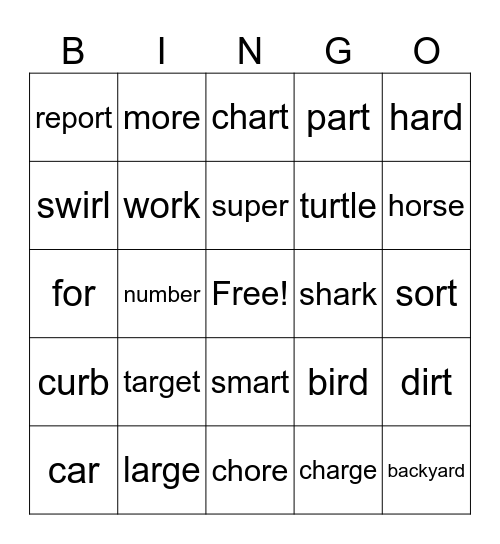UFLI 83 Bingo Card