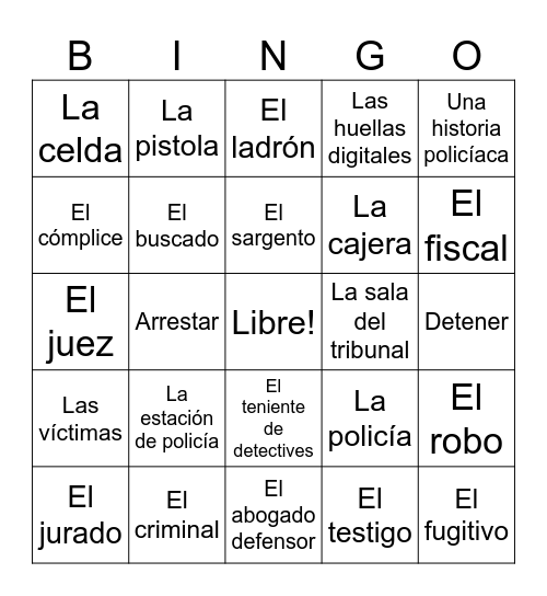 Una historia policíaca Bingo Card