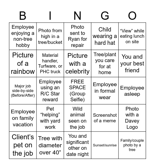 Davey Bingo Card