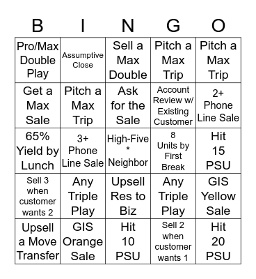 * Spectrum Business Bingo * Bingo Card