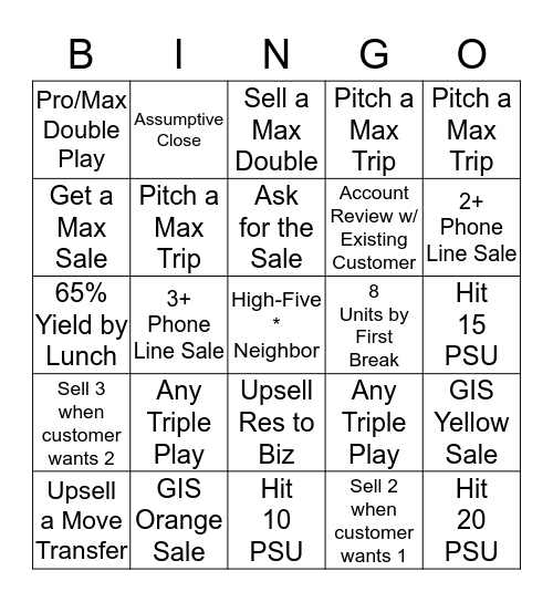 * Spectrum Business Bingo * Bingo Card
