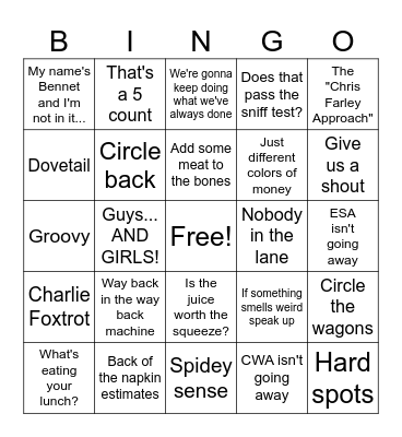 Dougisms Bingo Card