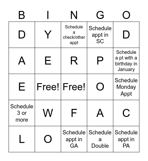 Tigger Fam Bingo Card