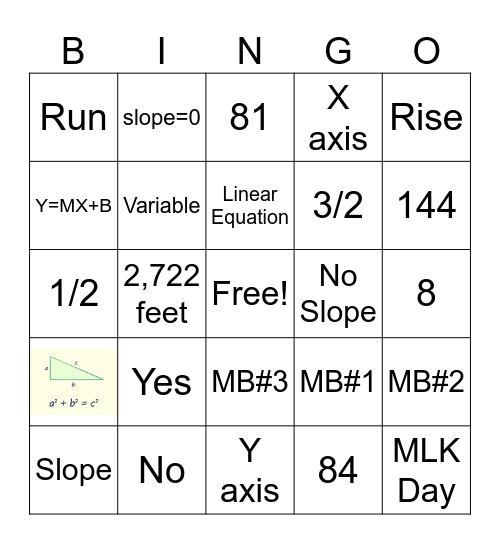 Math Bingo 1/16/26 Bingo Card