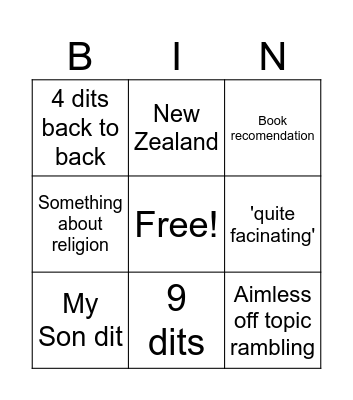 War Studies Bingo Card